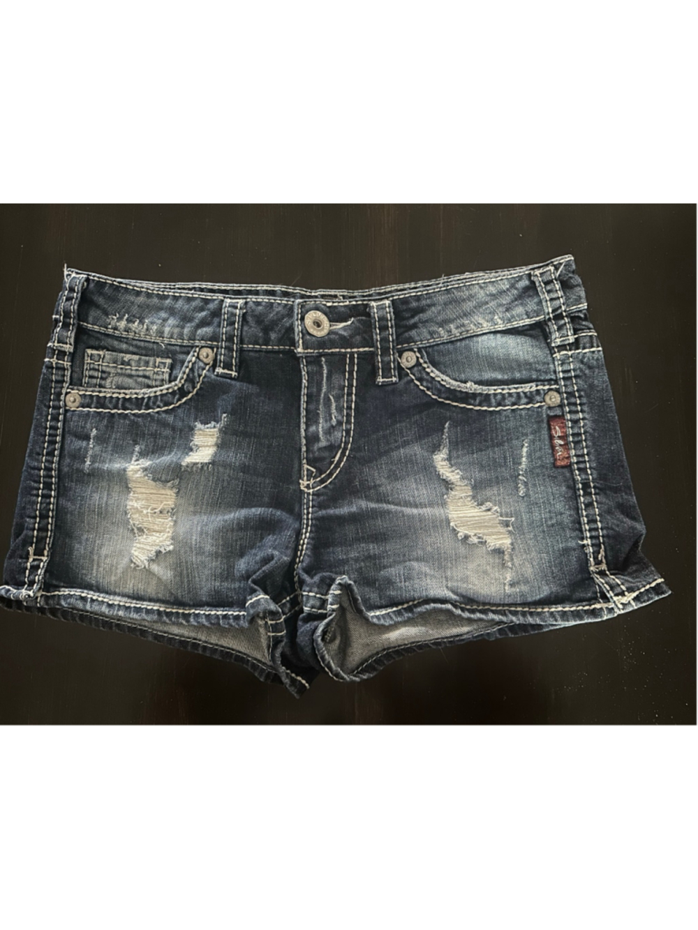 Women's Silver Jeans Frances Distressed Jean Shorts Size 30 Blue